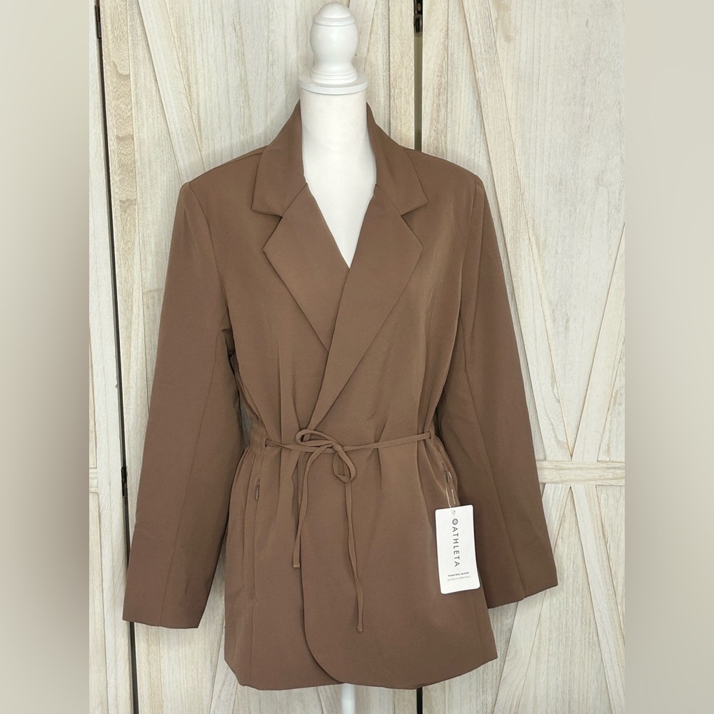 Athleta NWT Primatwill Rustic Biege Women's Blazer sz 14 office business casual - Picture 2 of 15